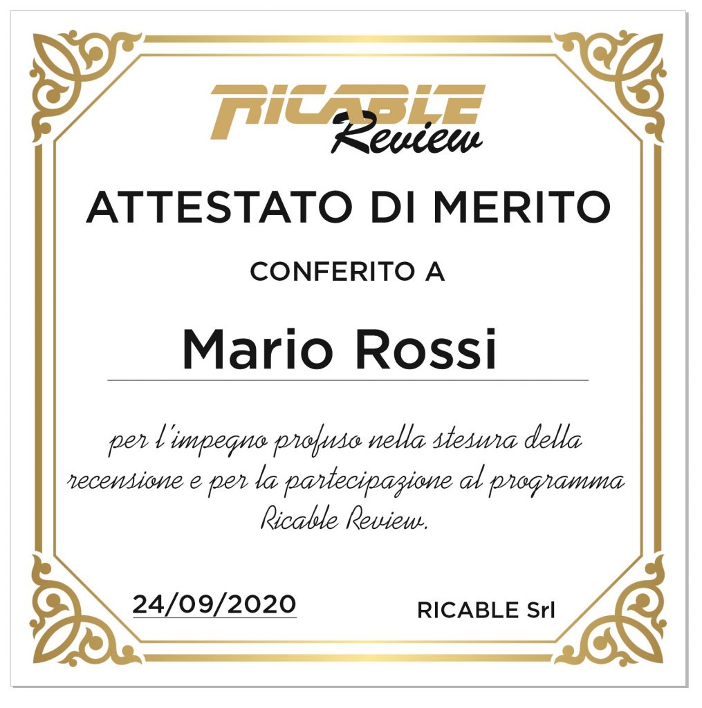 Attestato Ricable Review