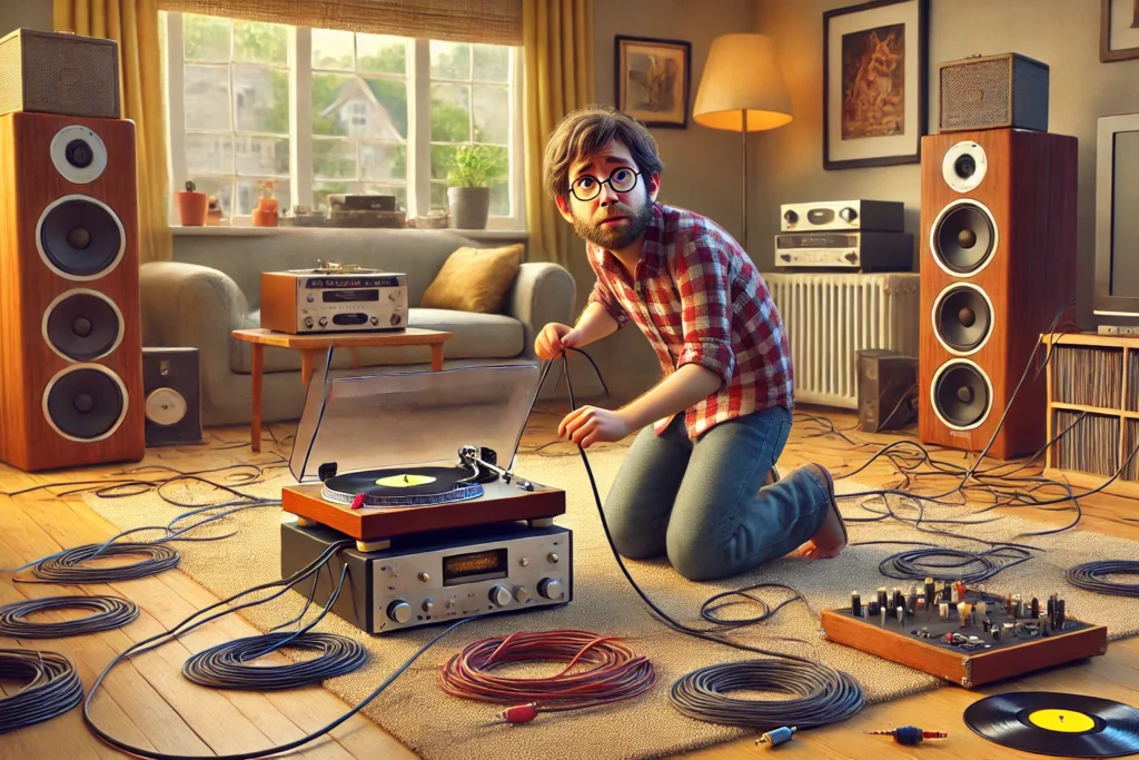 audiophile with his first hi-fi kit